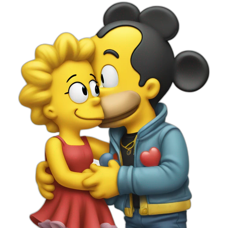 bart simpson kissing mickey mouse emoji