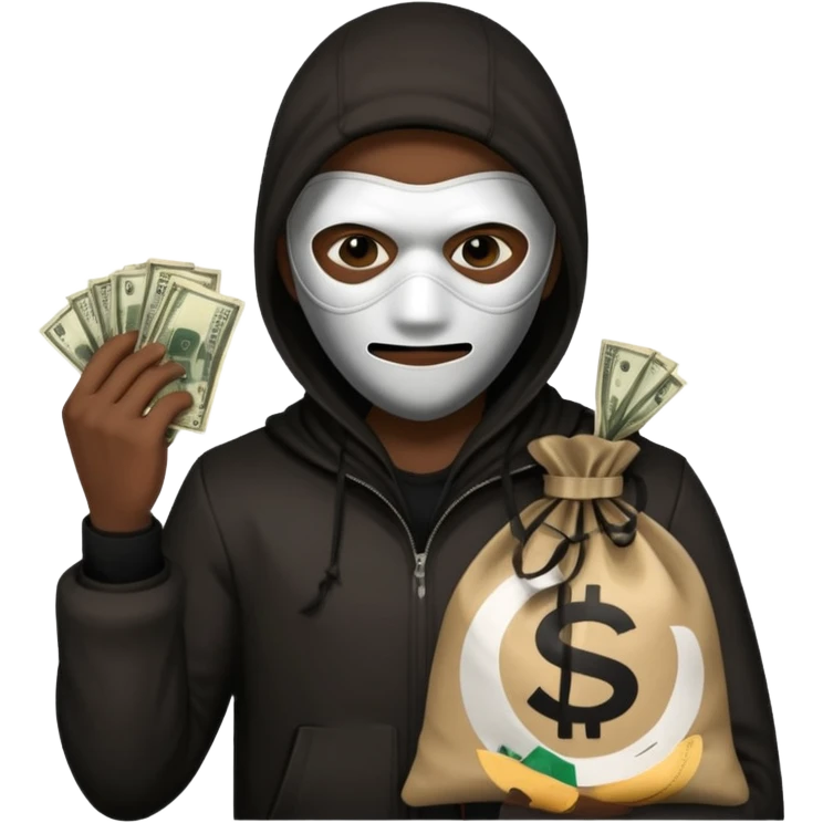 Ladrão com saco de dinheiro emoji eveito Mandela emoji