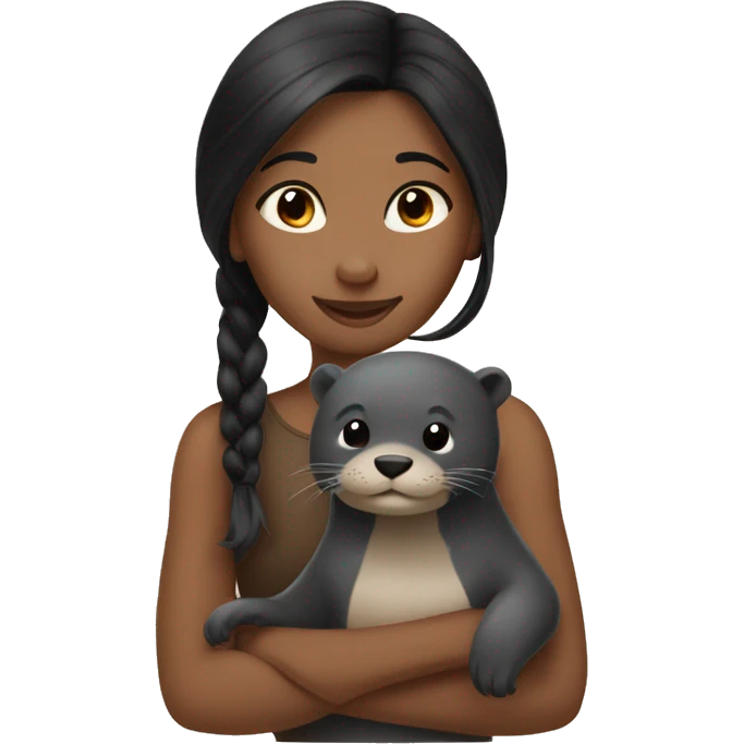a black hair girl with an otter emoji