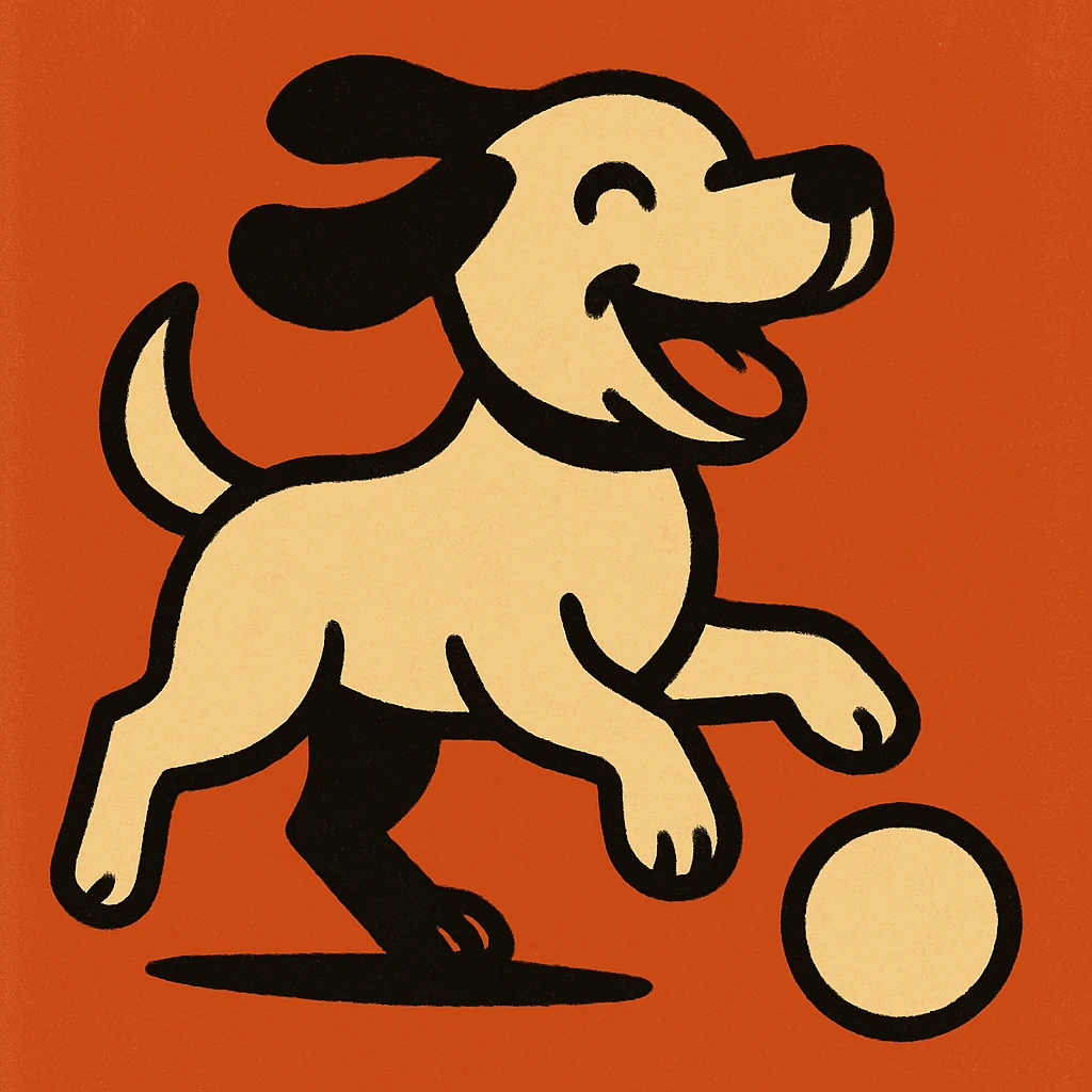 happy dog running after ball emoji