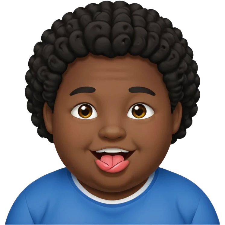 Fat teen from kosovo with flat and a little curly hair with his tongue out emoji