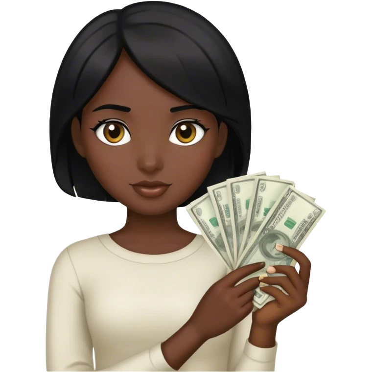 Girl black hair money emoji