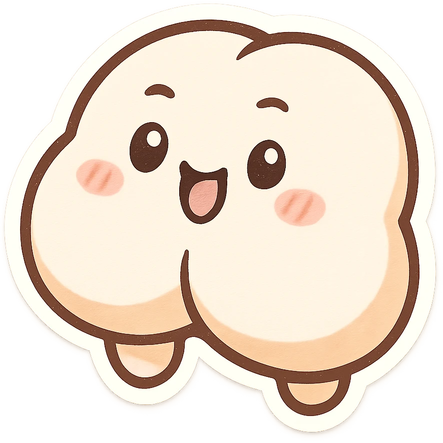 a white cartoon butt, outlined, fun expression, chibi style emoji