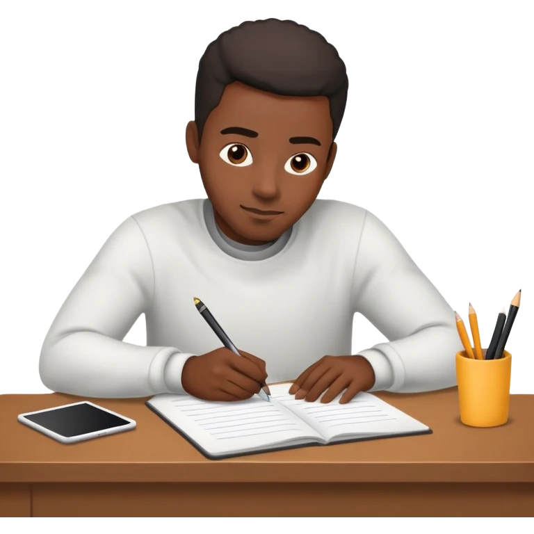 black man writing at a table emoji