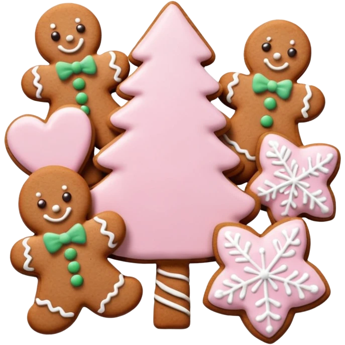 christmas gingerbreads pastel pink emoji