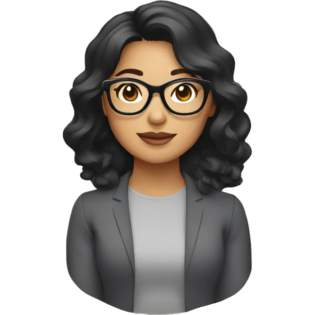 filipino woman with medium wavy hair and black square glasses emoji