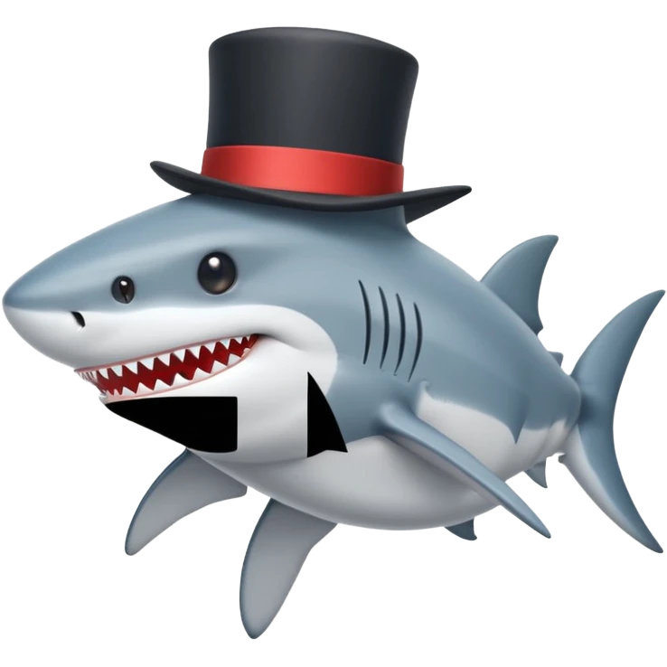 Shark with a top hat emoji