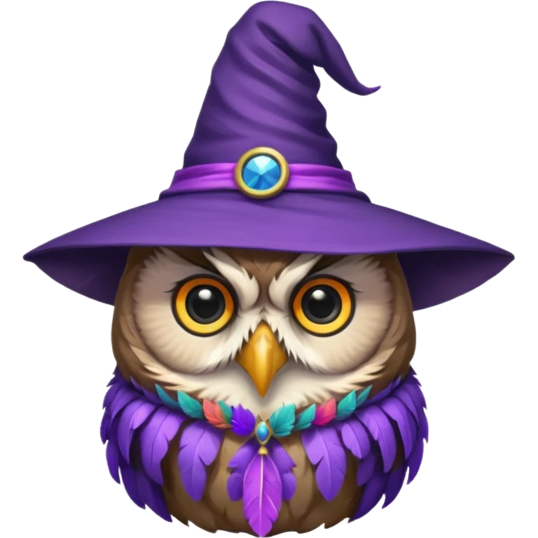 owl wear purple wicth hat emoji