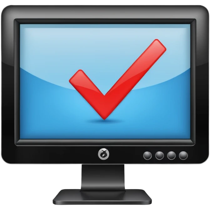 computer monitor with a check mark emoji