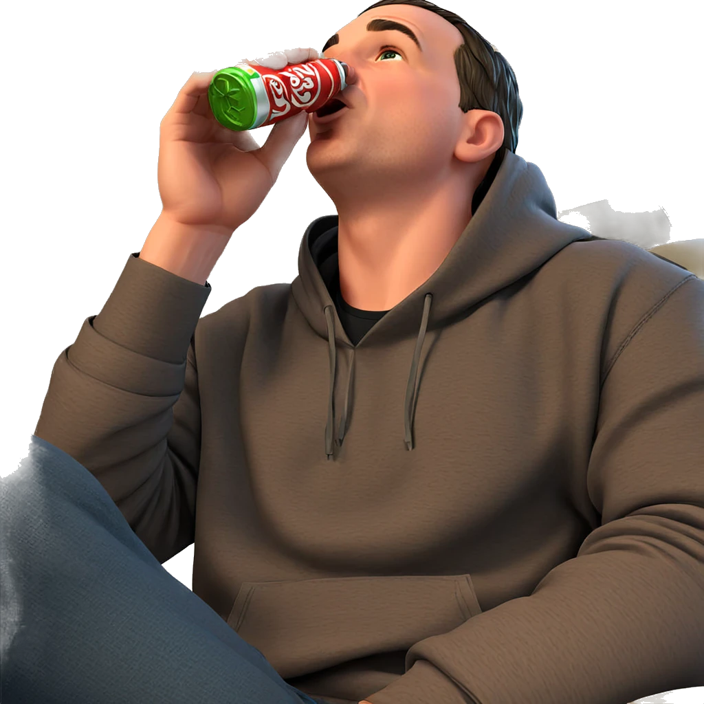 boy in hoodie with soda emoji