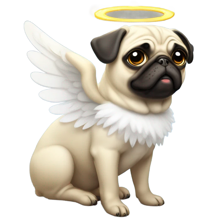Pug with angel wings and halo emoji