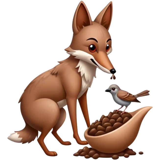 the coyote takes the sparrow in poop emoji