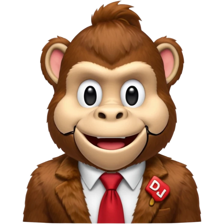 Donkey Kong🦍 with red tie with his initials (DK) on emoji
