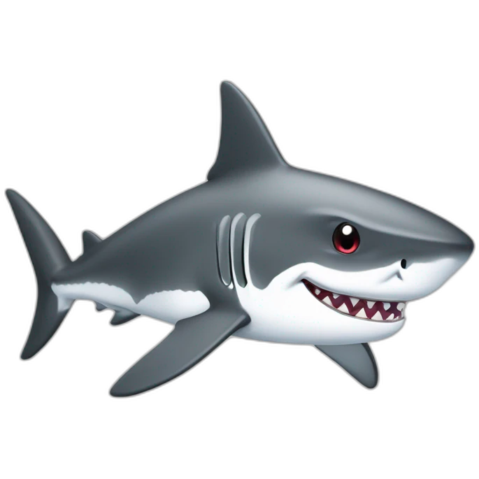 black and white countours cartoon shark standing with a camouflage cap on its head emoji
