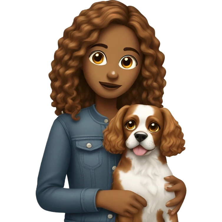 girl with dog cavalier  emoji