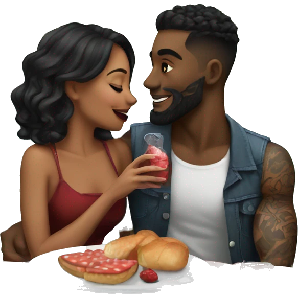 Romantic picnic date for beautiful tattooed couple emoji
