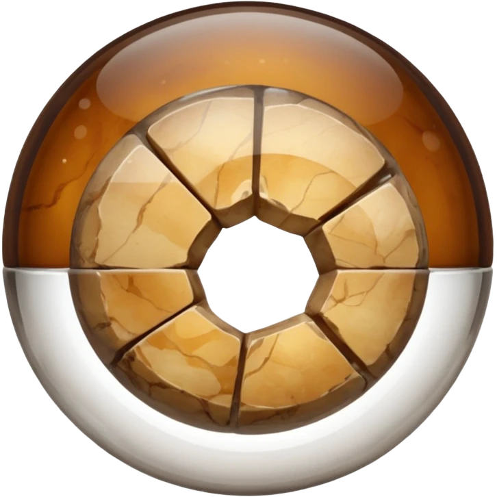 A glass marble with a half potato inside emoji