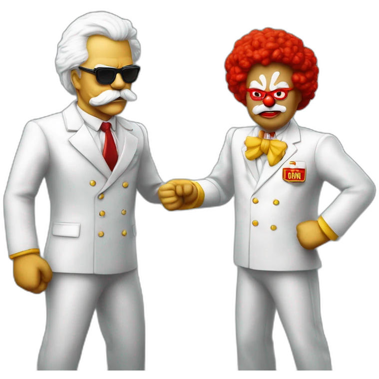 Colonel Sanders and Ronald McDonald with their fists up, about to brawl emoji