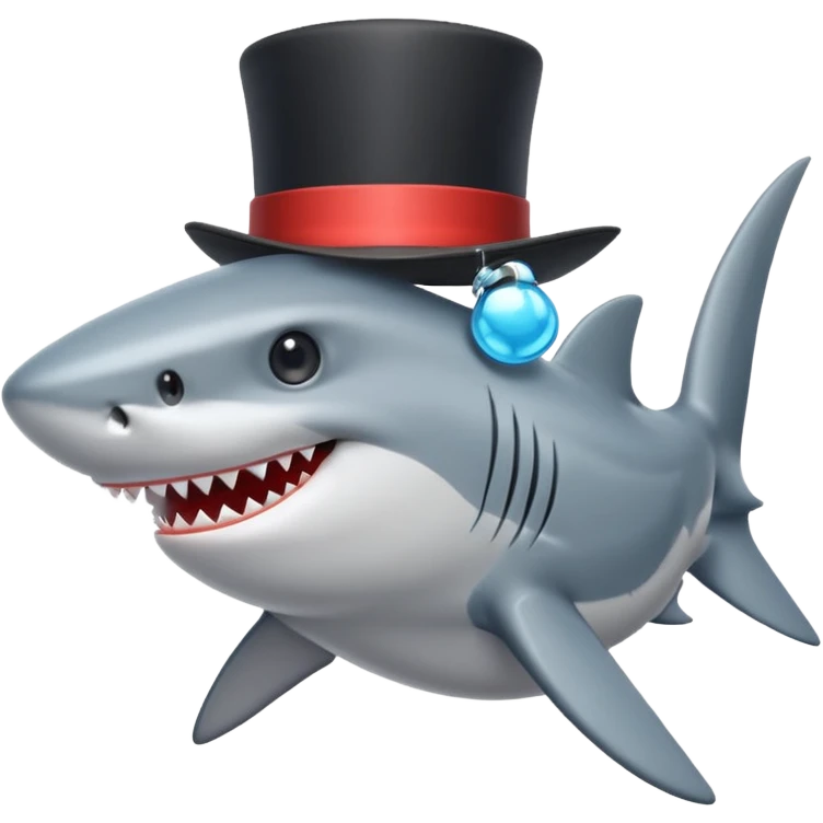 Shark with a top hat emoji