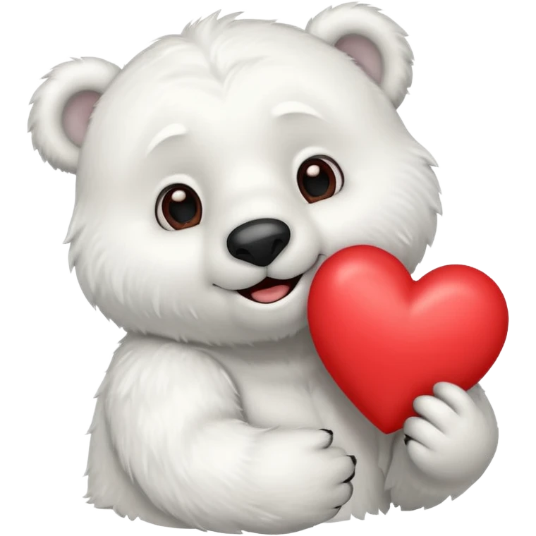Create a polar bear mascot , holding a large red heart emoji