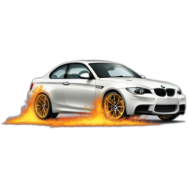 BMW drifts and fire in the wheels emoji
