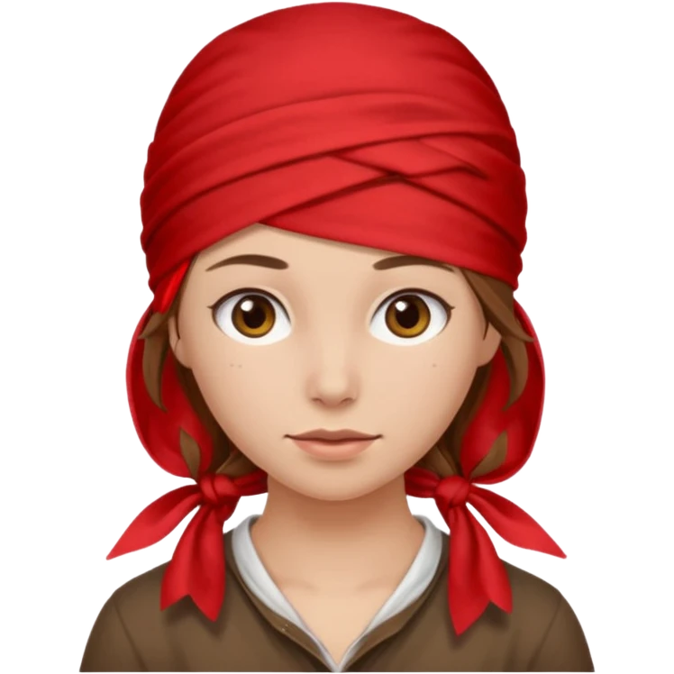 brown haired woman with wearing red bandana emoji