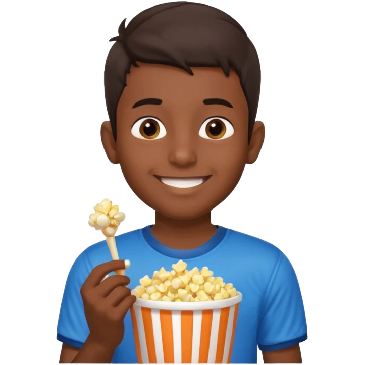 an indian boy wearing indian cricket jersey and eating popcorn emoji