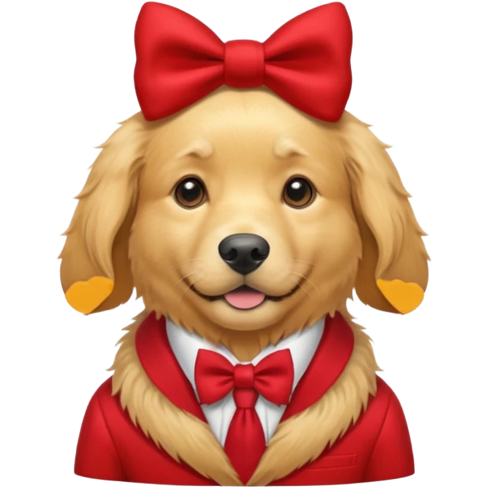 Golden Dog with NeckBow in red suit. emoji