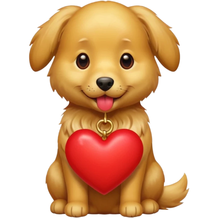 A dog holding a heart in its mouth emoji