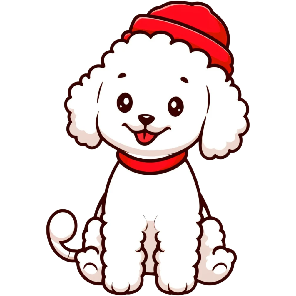 poodle wearing a red hat emoji