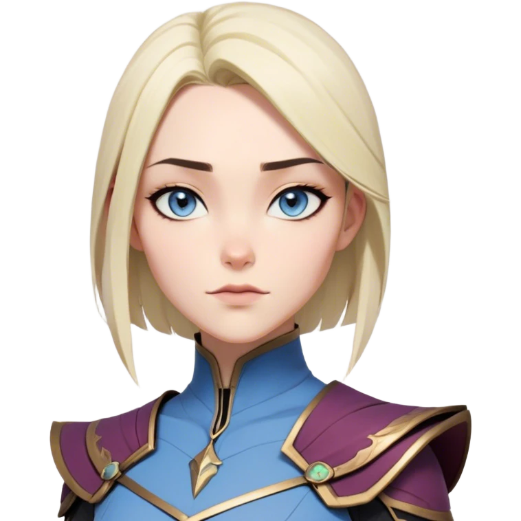 Vi from Arcane (Netflix Animation)

Face Shape: Strong, angular with high cheekbones and a defined jawline. Slightly pointed chin.
Skin Tone: Fair with a pinkish undertone.
Eyes: Large, almond-shaped, slightly downward-tilted, grey/light-blue.
Eyebrows: Thick, sharp, slightly arched, adding to her bold expression.
Nose: Small to medium with a slightly upturned tip.
Lips: Full but not overly plump, often pursed or smirking.
Hair: Vivid pink/magenta, left side shaved, left side shaved, right side with long, voluminous bangs partially covering her eye.
Other Features: Light freckles, a scar on her right eyebrow.
Expression: Intense and confident, often smirking or glaring.
Accessories: Small silver hoop earring in her left ear.
Tattoo: Roman numeral "VI" on her left cheekbone, below her eye. emoji