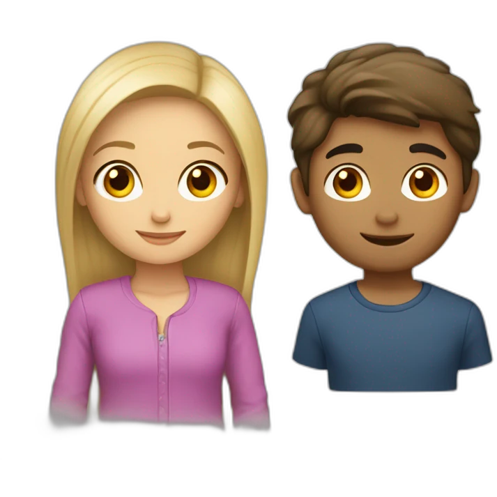 une fille brune et un garçon blond ensemble emoji