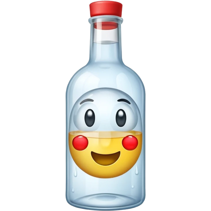 A bottle of vodka emoji in the style of Apple emoji with a window. emoji