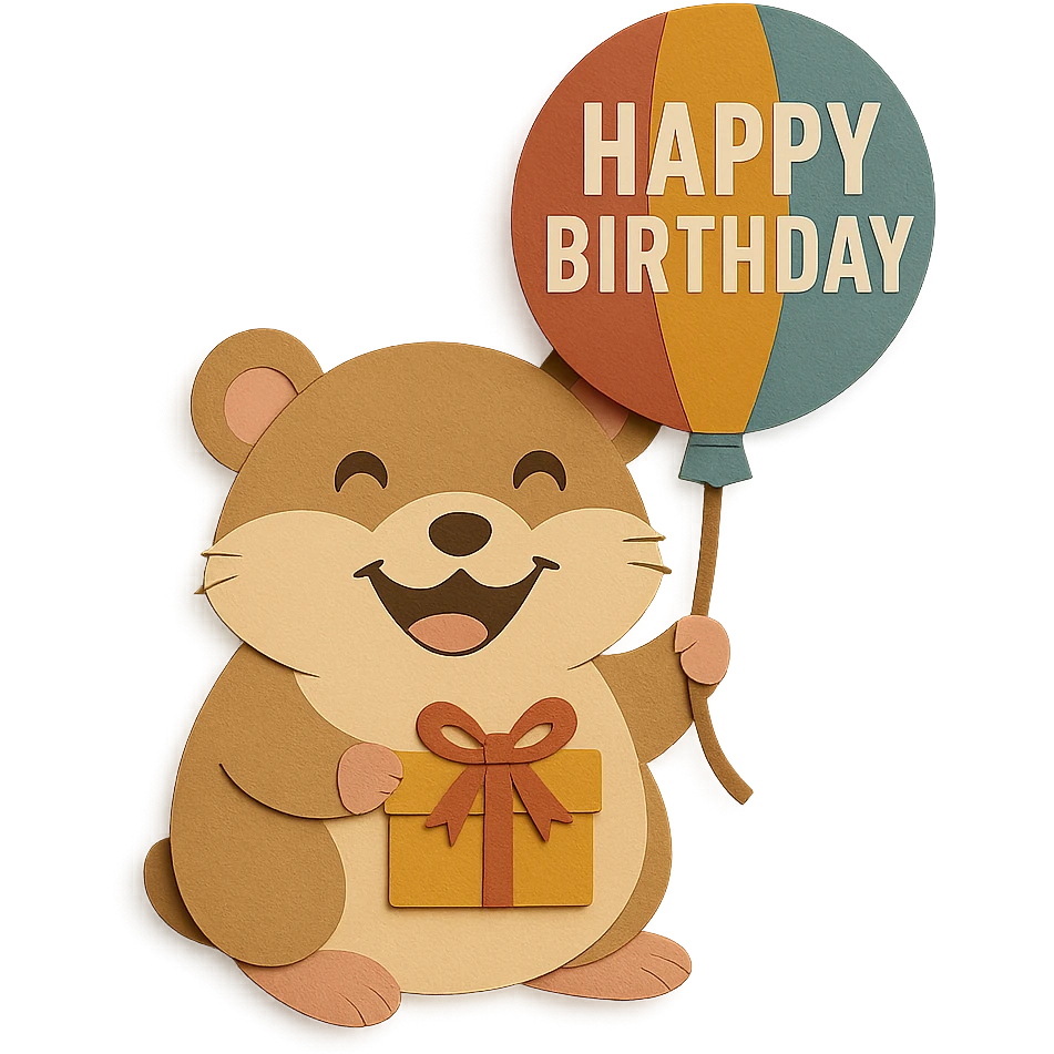 Add a ribbon to the gift box the hamster is holding, matching the paper-craft style and color palette emoji