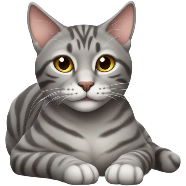 Grey Tabby Cat laying down emoji