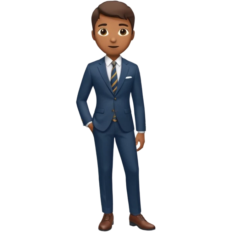Young man, brown skin, tailored trousers, suit jacket, and tie

 emoji