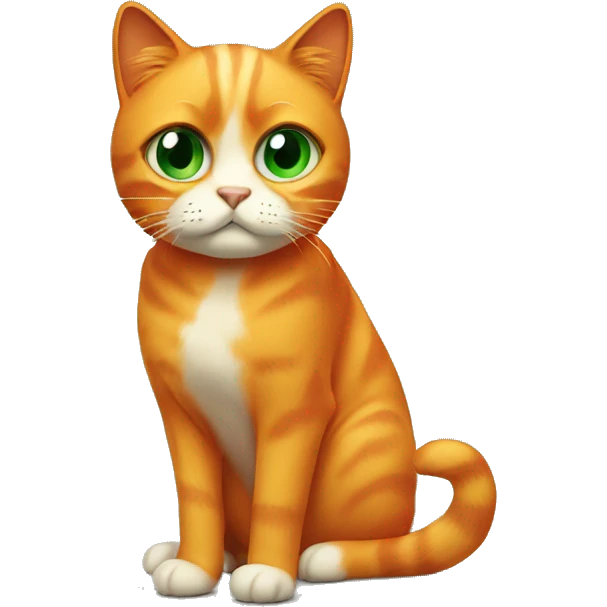 sad looking orange cat with green eyes emoji