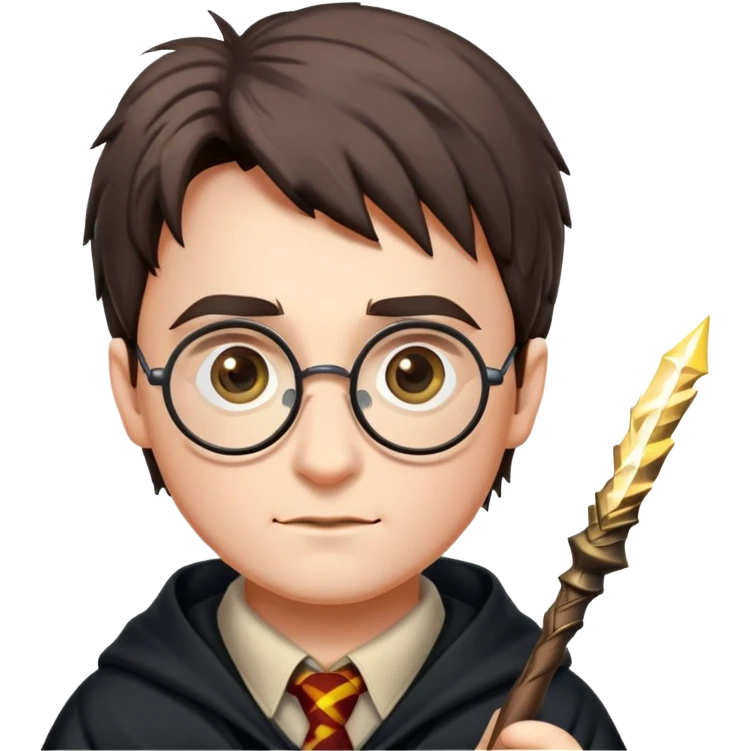 Harry Potter with glasses, lightning scar, and wand emoji