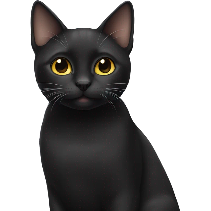 black cat domestic short-haired with half white mouth emoji