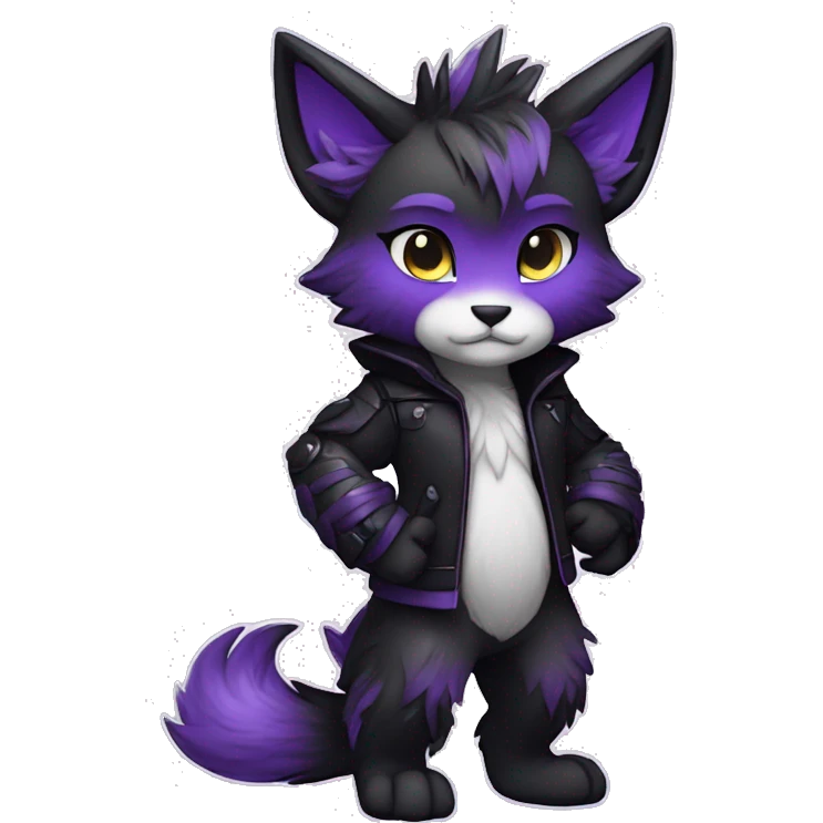 Anthro-Edgy-Cool-Black-Purple-Contrast-Colors-Fantasy-Fur-Sona-Chibi-Shiny-Fakémon-Hybrid full body emoji