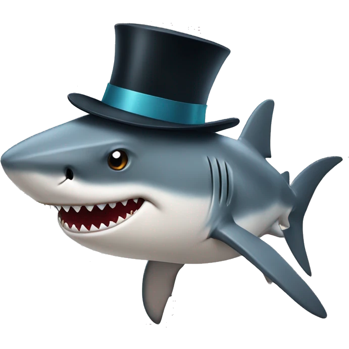 Shark with a top hat emoji