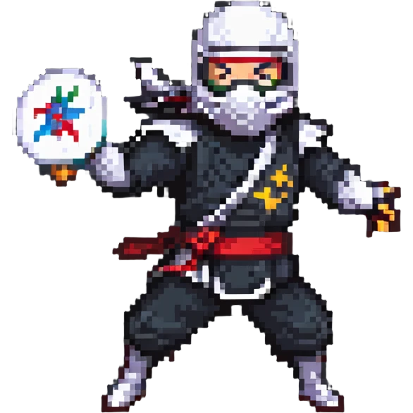 masked ninja mid-throw shuriken flying emoji