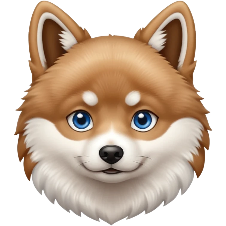 A Brown, light tan and white pomsky with one brown eye and one blue eye. emoji