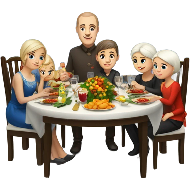 Russian family sitting at the New Year's table emoji