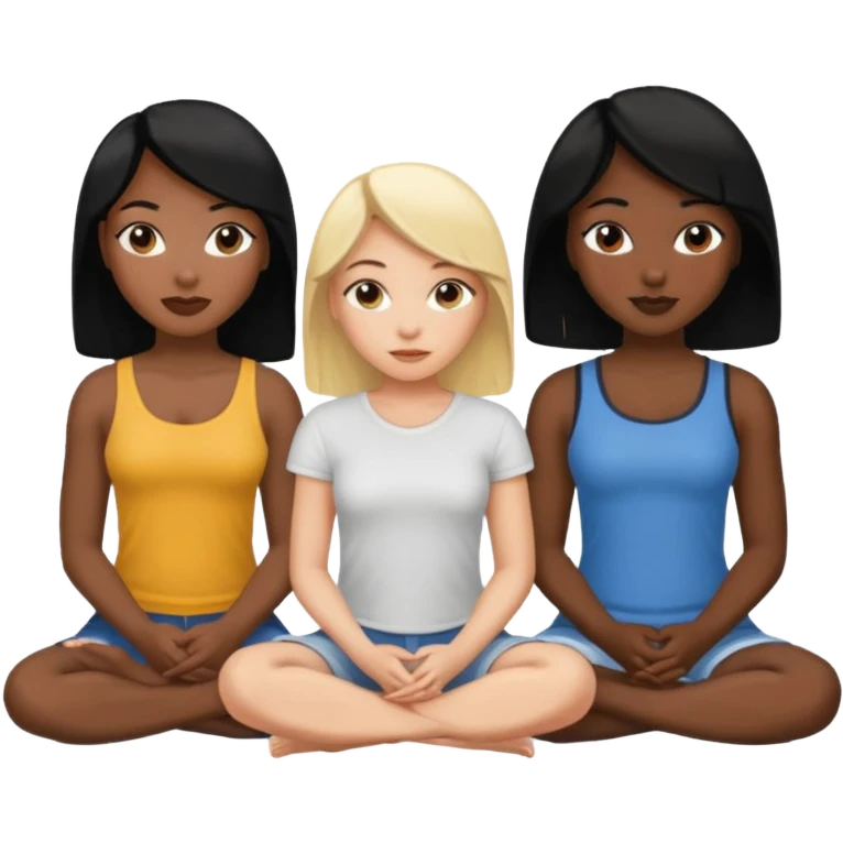 black woman with black hair and one blonde white girl friends sitting in a row emoji