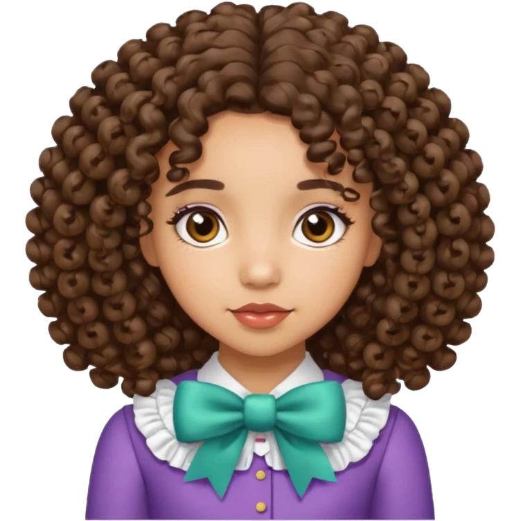 lightskin girl with medium length curly hair and bows emoji
