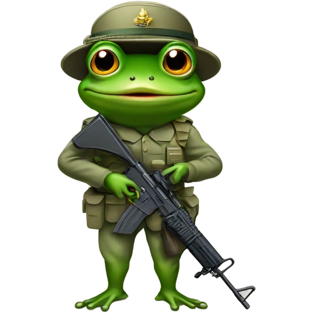 frog in military uniform with ak-47 emoji