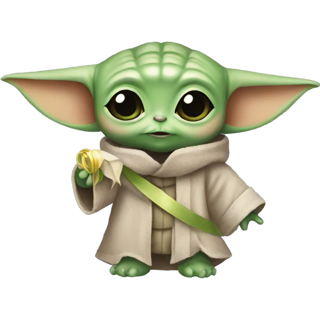 Baby Yoda holding a number 5 ribbon emoji