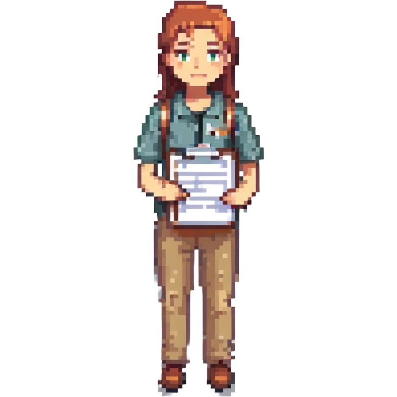 pixel art of a coach holding a clipboard, simple style emoji