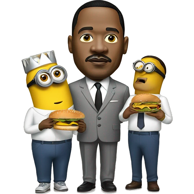 MLK jr. Having cheeseburgers with the minions Bob and Stuart  emoji
